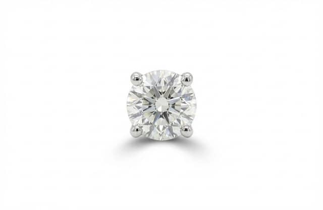 Round lab-grown diamond stud earring in a four-prong 14k white gold setting, from the 2.00 ct TW pair in the Prestige Diamonds catalog