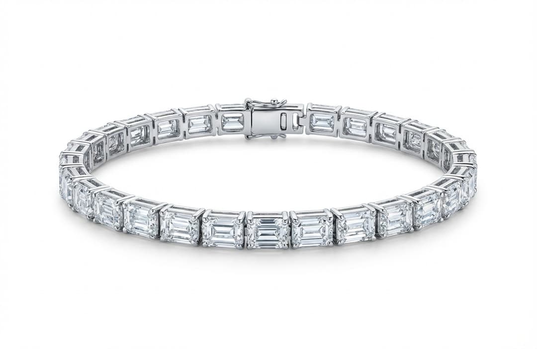 7.75ct TW Emerald-Style Lab-Grown Diamond Tennis Bracelet – 7”