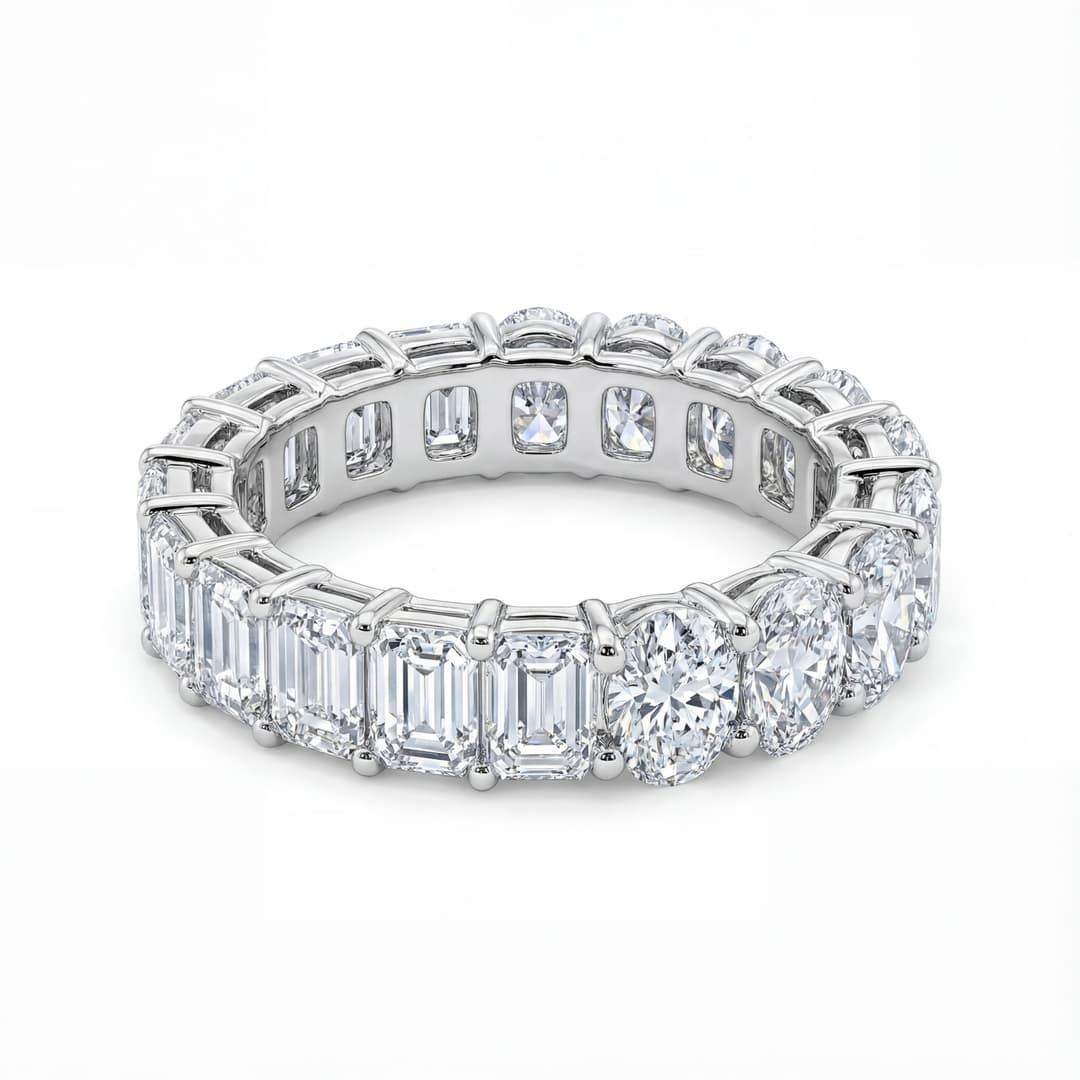 5.40ct TW Lab-Grown Diamond Half & Half Eternity Ring