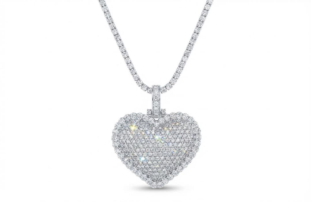 6.39ct + 9.8ct Pavé Heart Lab-Grown Diamond Necklace