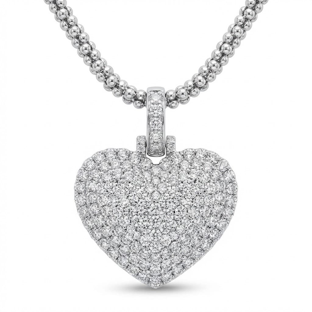 3.41ct TW Pavé Heart Lab-Grown Diamond Necklace